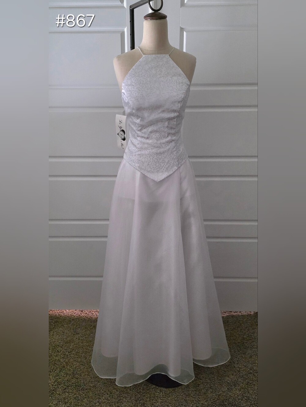 White Halter A-line 2-Piece Prom Dress With Lace-Up Corset Back